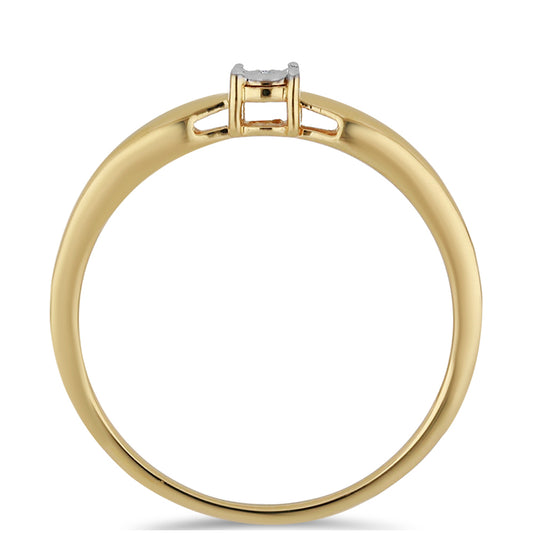 Anillo de Plata Bañada en Oro con Diamante blanco