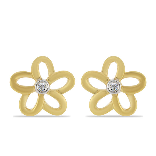 Pendientes de Plata Bañada en Oro con Diamante blanco