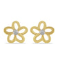 Pendientes de Plata Bañada en Oro con Diamante blanco