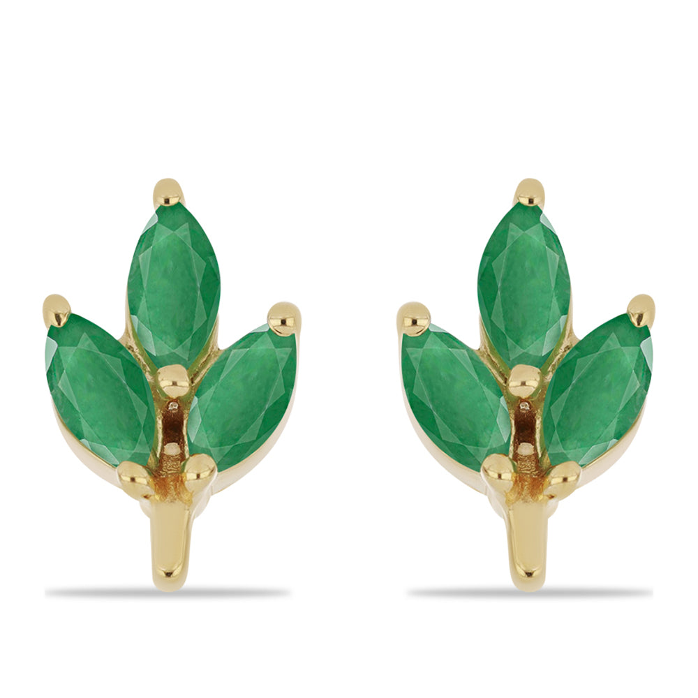 Pendientes de Plata Bañada en Oro con Esmeralda de Brasil