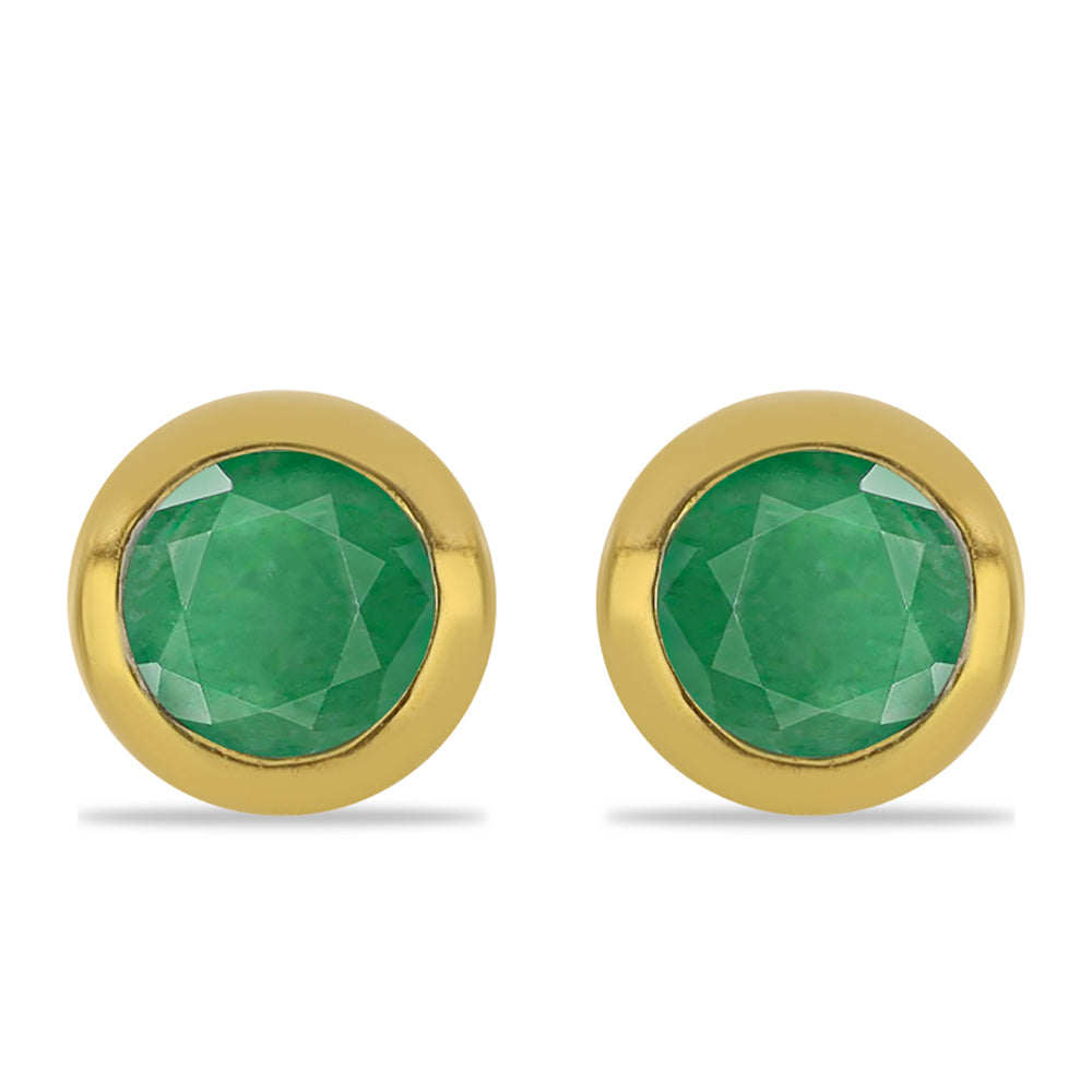 Pendientes de Plata Bañada en Oro con Esmeralda de Brasil 1 