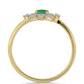 Anillo de Plata Bañada en Oro con Esmeralda de Brasil y Zircón Blanco