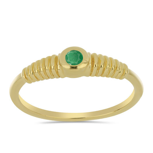 Anillo de Plata Bañada en Oro con Esmeralda de Brasil