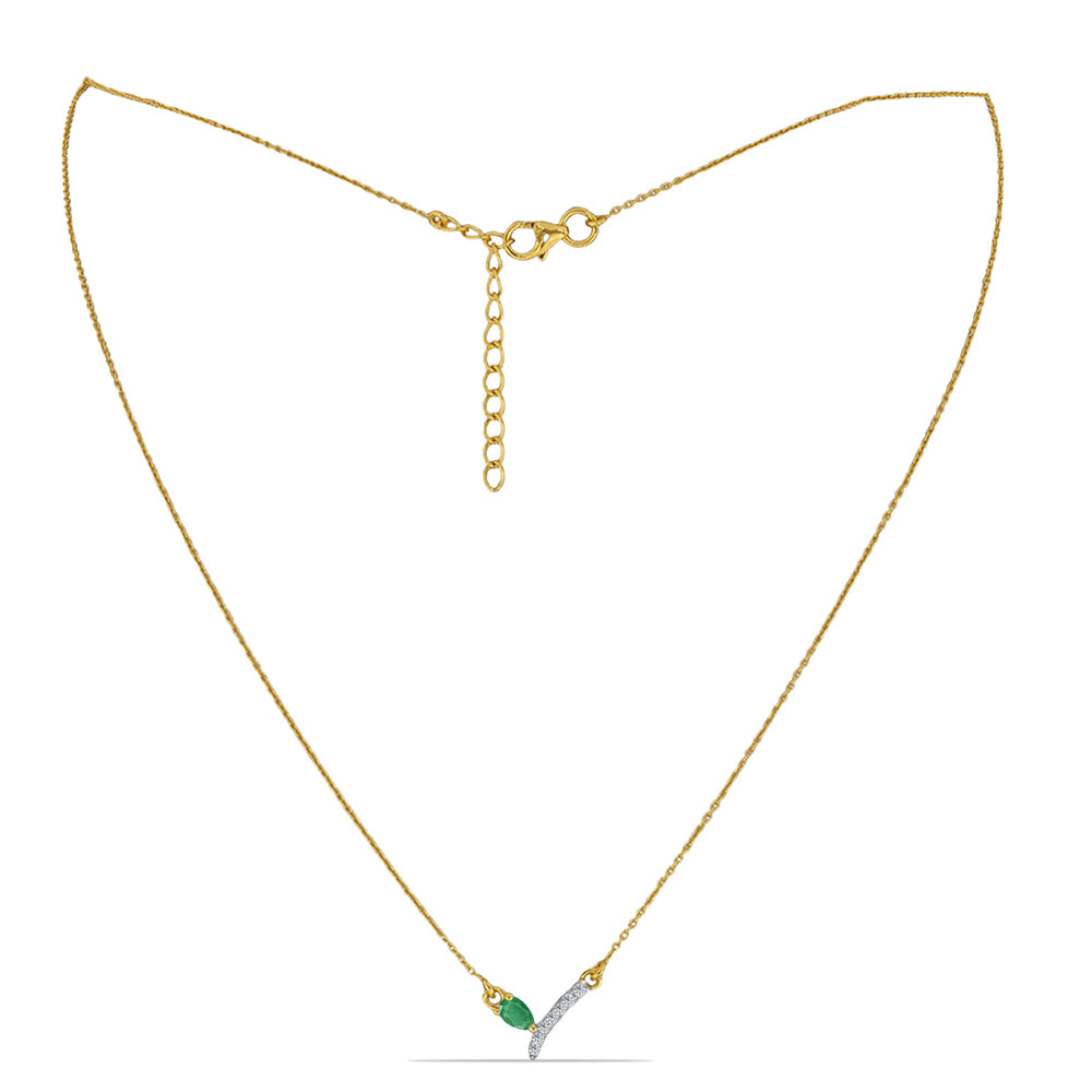 Collar de Plata Bañada en Oro con Esmeralda de Brasil y Zircón Blanco 1 