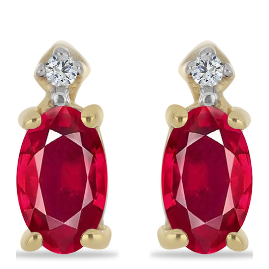 Pendientes de Plata Bañada en Oro con Rubí de Madagascar y Zircón Blanco