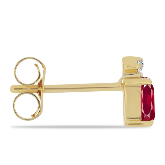 Pendientes de Plata Bañada en Oro con Rubí de Madagascar y Zircón Blanco