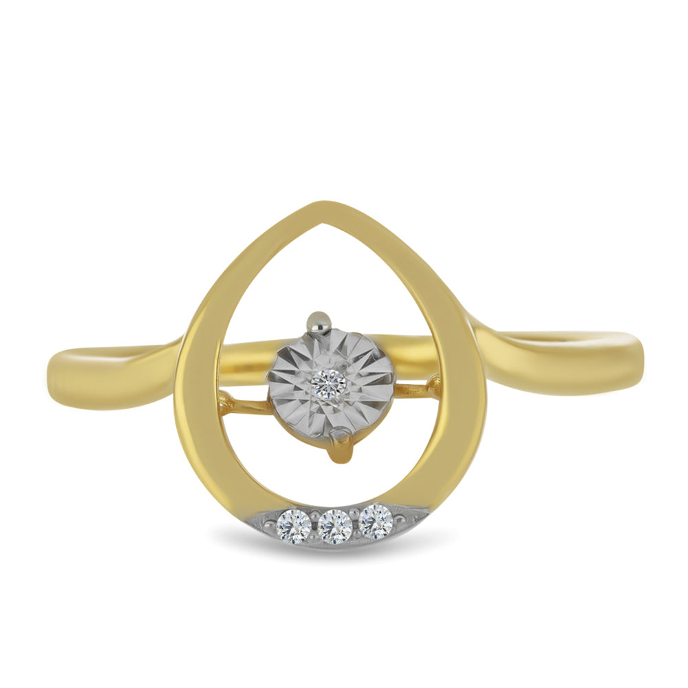 Anillo de Plata Bañada en Oro con Diamante blanco y Zircón Blanco 1 