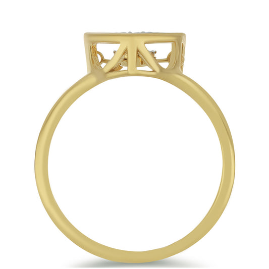 Anillo de Plata Bañada en Oro con Diamante blanco y Zircón Blanco