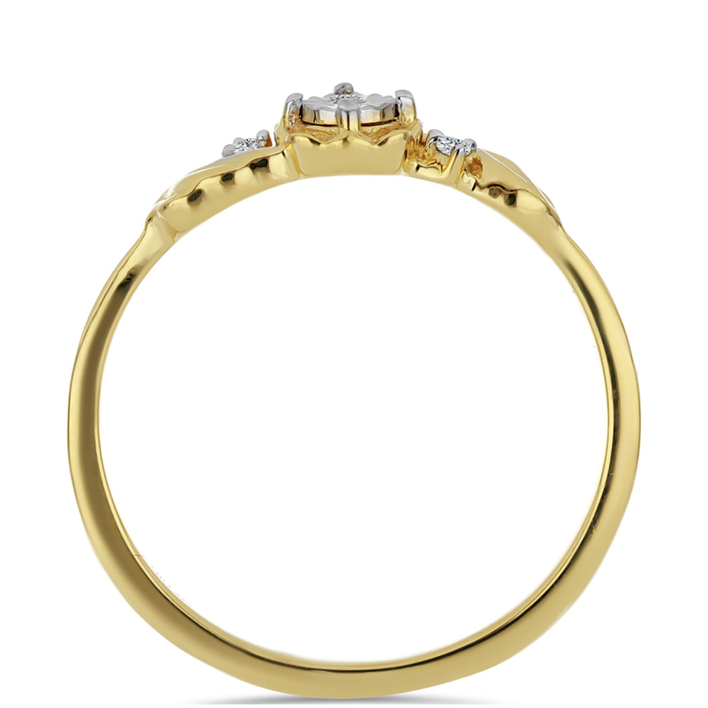 Anillo de Plata Bañada en Oro con Diamante blanco y Zircón Blanco 2 