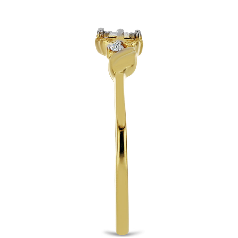 Anillo de Plata Bañada en Oro con Diamante blanco y Zircón Blanco