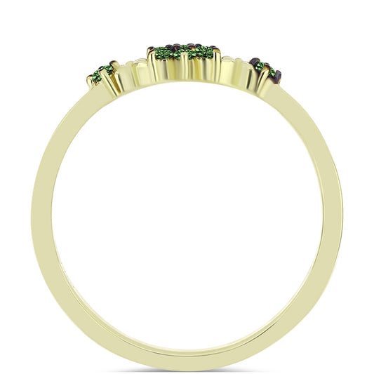 Anillo de Plata Bañada en Oro con Diamante Verde