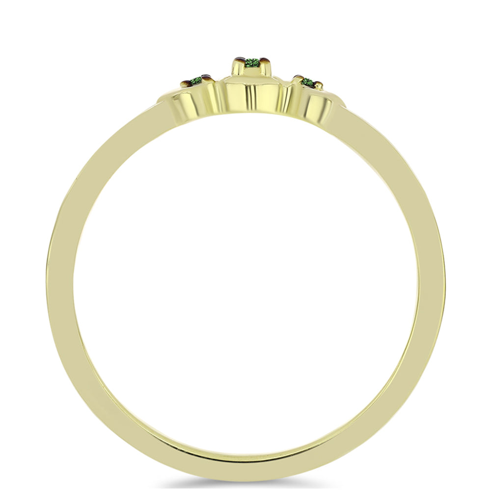 Anillo de Plata Bañada en Oro con Diamante Verde 2 