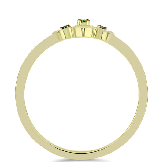 Anillo de Plata Bañada en Oro con Diamante Verde