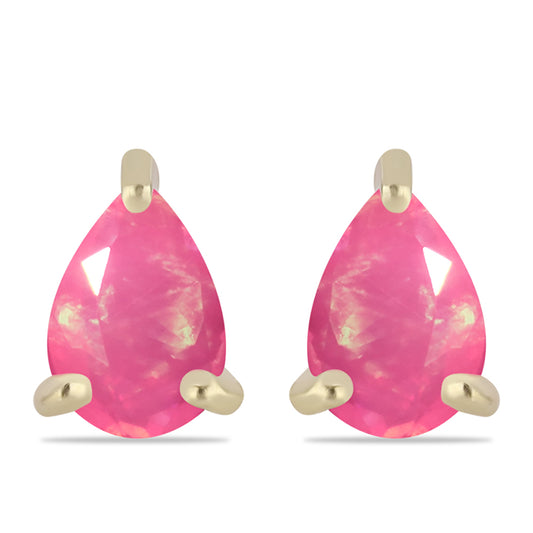 Pendientes de Plata Bañada en Oro con Ópalo Rosa Etíope de Lega Dembi