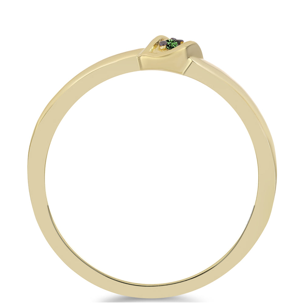 Anillo de Plata Bañada en Oro con Diamante Verde 2 