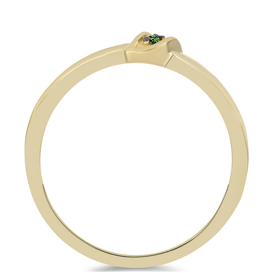 Anillo de Plata Bañada en Oro con Diamante Verde