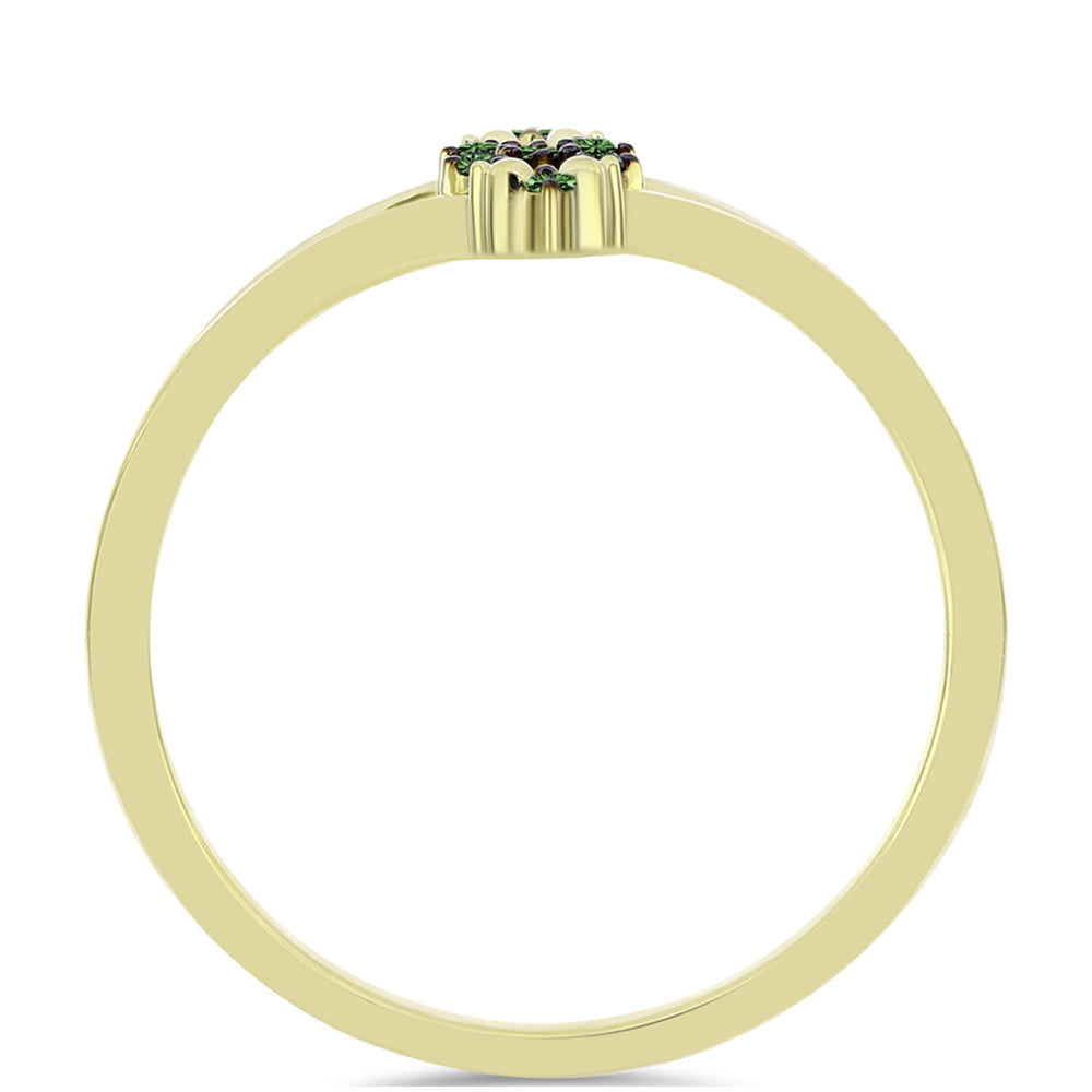 Anillo de Plata Bañada en Oro con Diamante Verde 2 