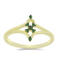 Anillo de Plata Bañada en Oro con Diamante Verde