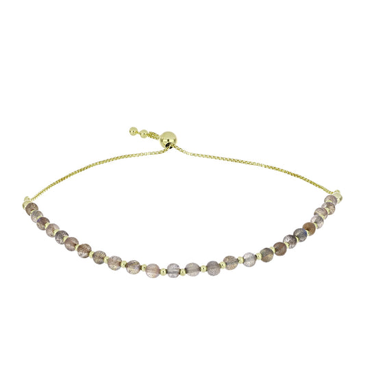 Pulsera de Plata Bañada en Oro con Labradorita