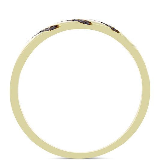 Anillo de Plata Bañada en Oro con Diamante Verde