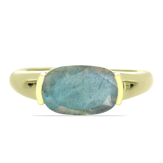 Anillo de Plata Bañada en Oro con Labradorita