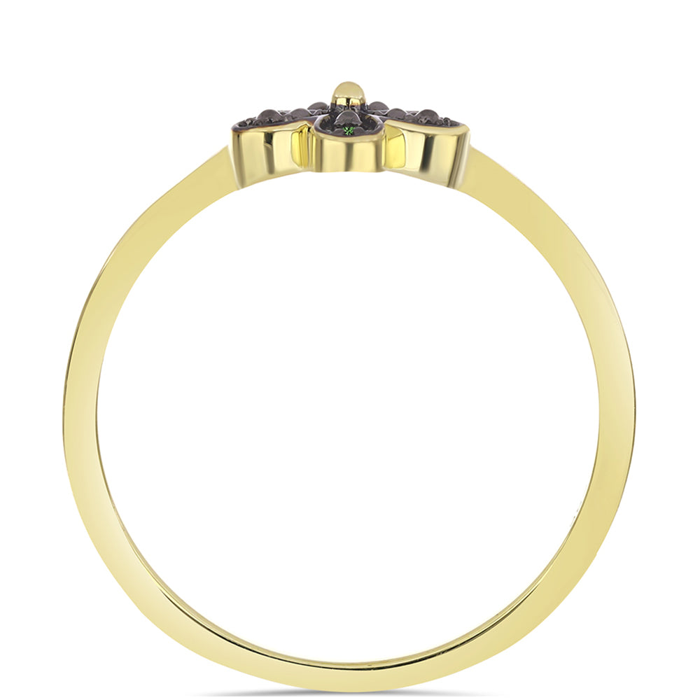Anillo de Plata Bañada en Oro con Diamante Verde 2 