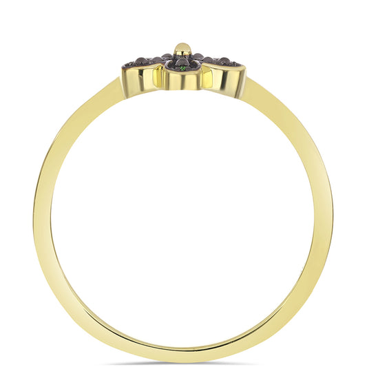 Anillo de Plata Bañada en Oro con Diamante Verde