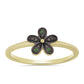 Anillo de Plata Bañada en Oro con Diamante Verde