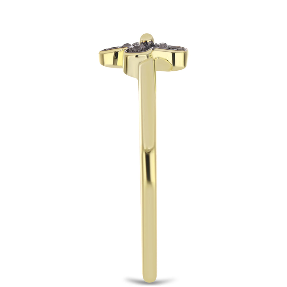 Anillo de Plata Bañada en Oro con Diamante Verde 4 