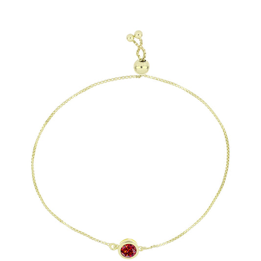 Pulsera de Plata Bañada en Oro con Majestuosa moisanita roja