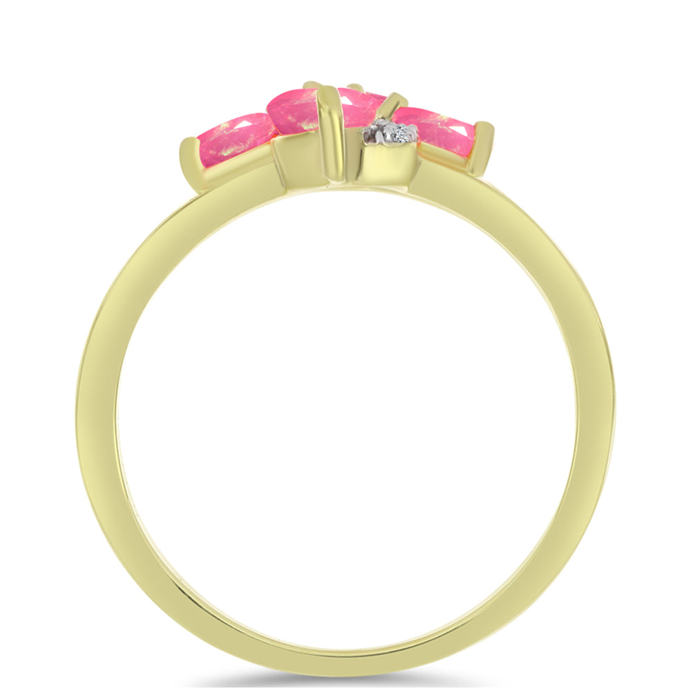 Anillo de Plata Bañada en Oro con Ópalo Rosa Etíope de Lega Dembi y Topacio Blanco