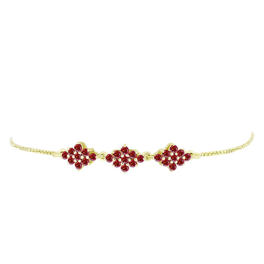 Pulsera de Plata Bañada en Oro con Majestuosa moisanita roja