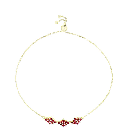 Pulsera de Plata Bañada en Oro con Majestuosa moisanita roja