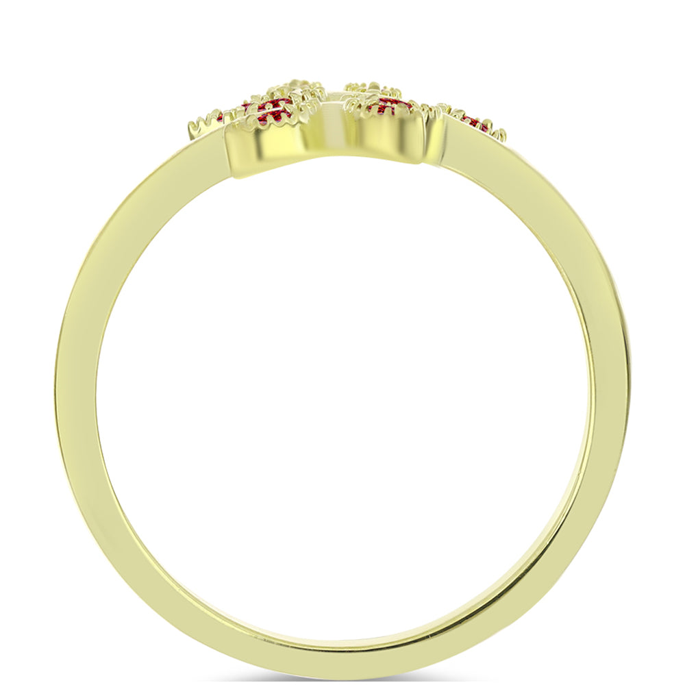 Anillo de Plata Bañada en Oro con Majestuosa moisanita roja