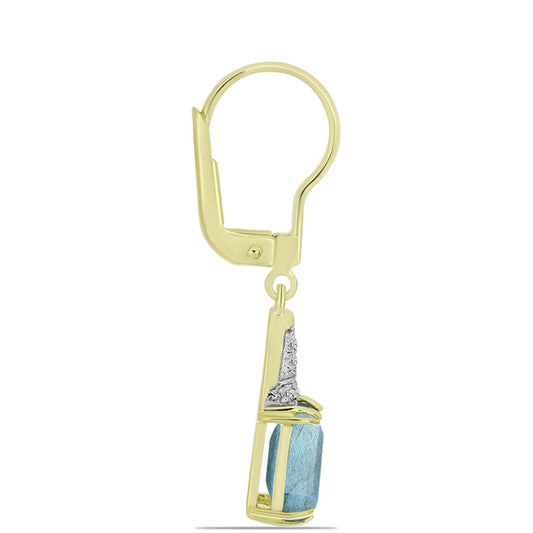 Pendientes de Plata Bañada en Oro con Labradorita y Topacio Blanco