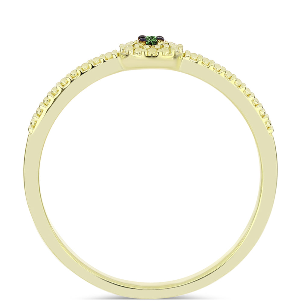 Anillo de Plata Bañada en Oro con Diamante Verde 2 