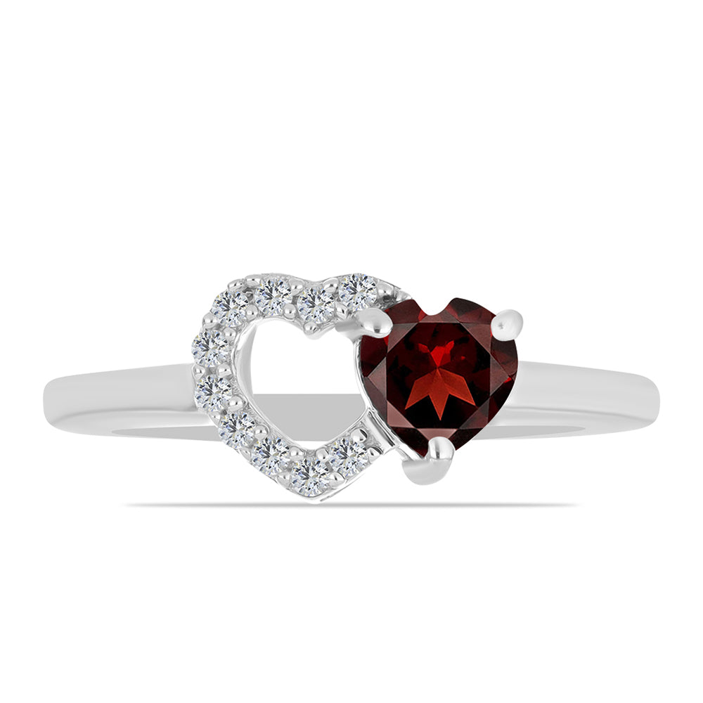 Anillo de Plata con Granate Barton y Topacio Blanco