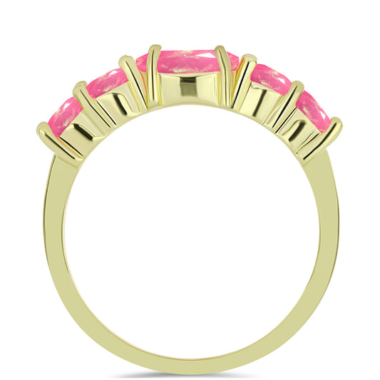 Anillo de Plata Bañada en Oro con Ópalo Rosa Etíope de Lega Dembi