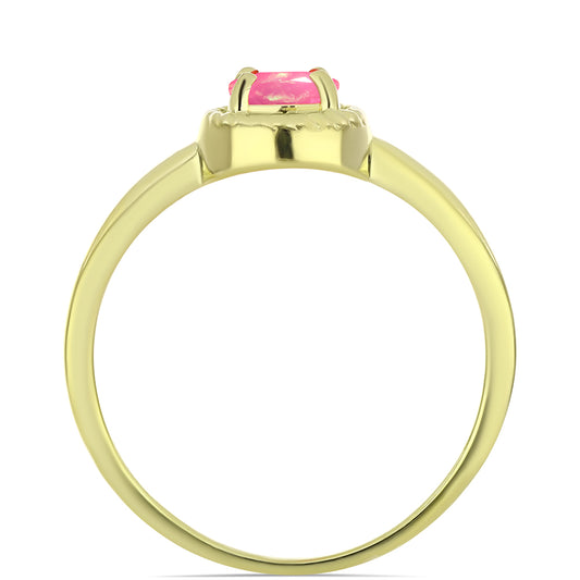 Anillo de Plata Bañada en Oro con Ópalo Rosa Etíope de Lega Dembi