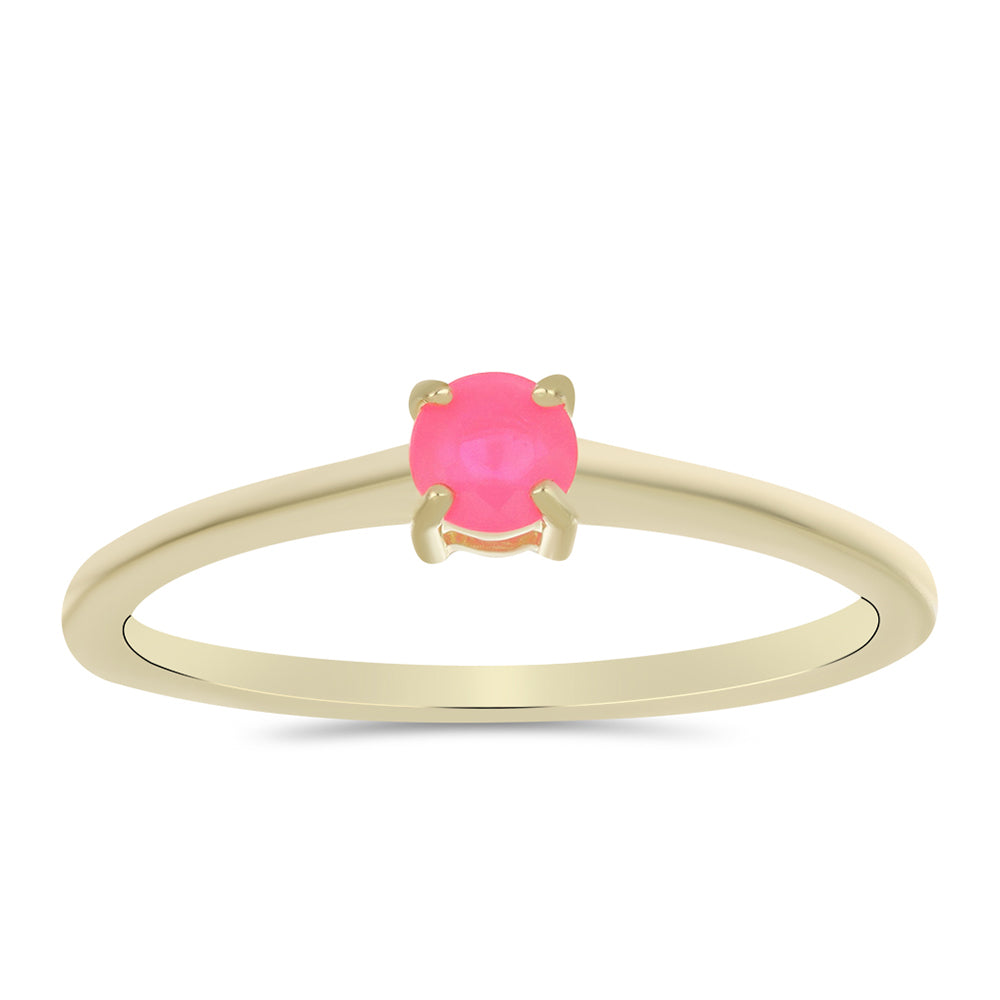 Anillo de Plata Bañada en Oro con Ópalo Rosa Etíope de Lega Dembi