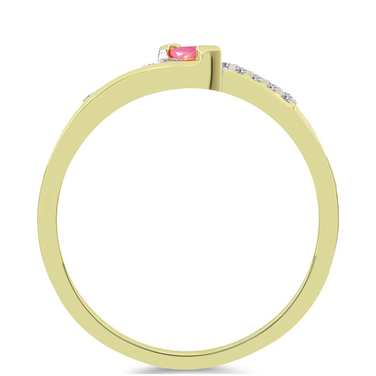 Anillo de Plata Bañada en Oro con Ópalo Rosa Etíope de Lega Dembi y Topacio Blanco