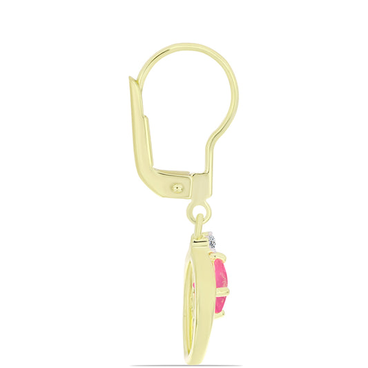 Pendientes de Plata Bañada en Oro con Ópalo Rosa Etíope de Lega Dembi y Topacio Blanco