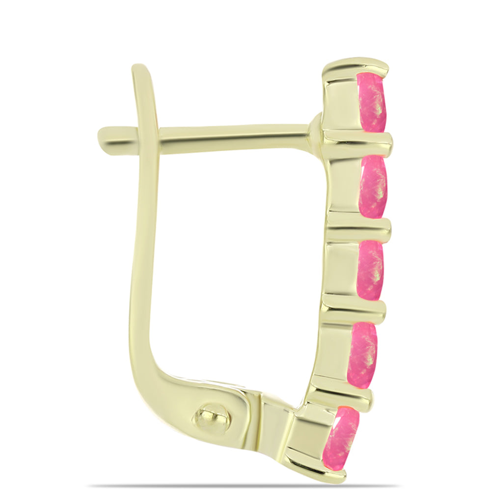 Pendientes de Plata Bañada en Oro con Ópalo Rosa Etíope de Lega Dembi 2 