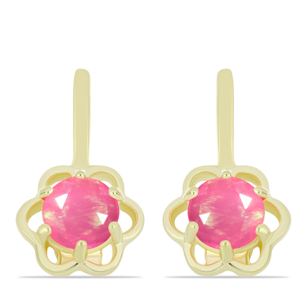 Pendientes de Plata Bañada en Oro con Ópalo Rosa Etíope de Lega Dembi