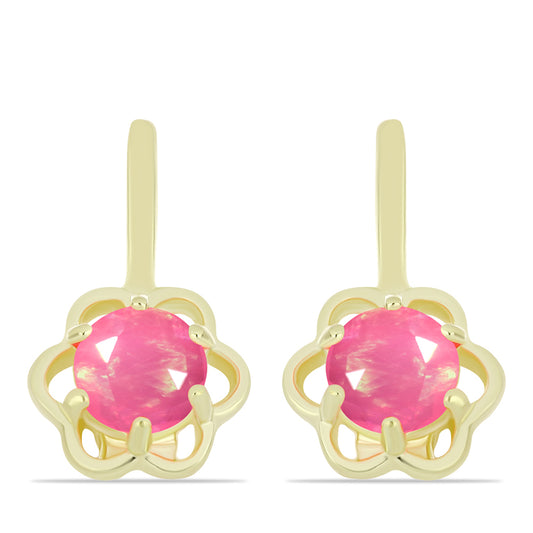 Pendientes de Plata Bañada en Oro con Ópalo Rosa Etíope de Lega Dembi
