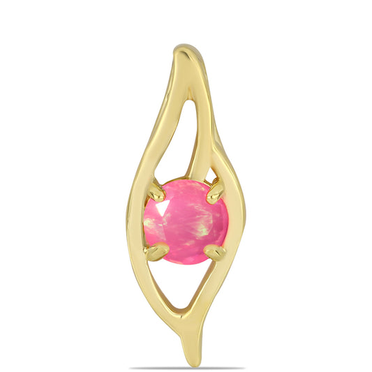 Colgante de Plata Bañada en Oro con Ópalo Rosa Etíope de Lega Dembi