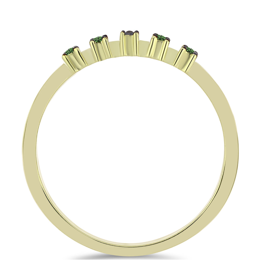 Anillo de Plata Bañada en Oro con Diamante Verde