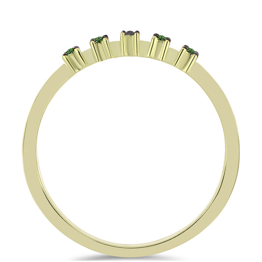 Anillo de Plata Bañada en Oro con Diamante Verde