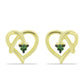 Pendientes de Plata Bañada en Oro con Diamante Verde