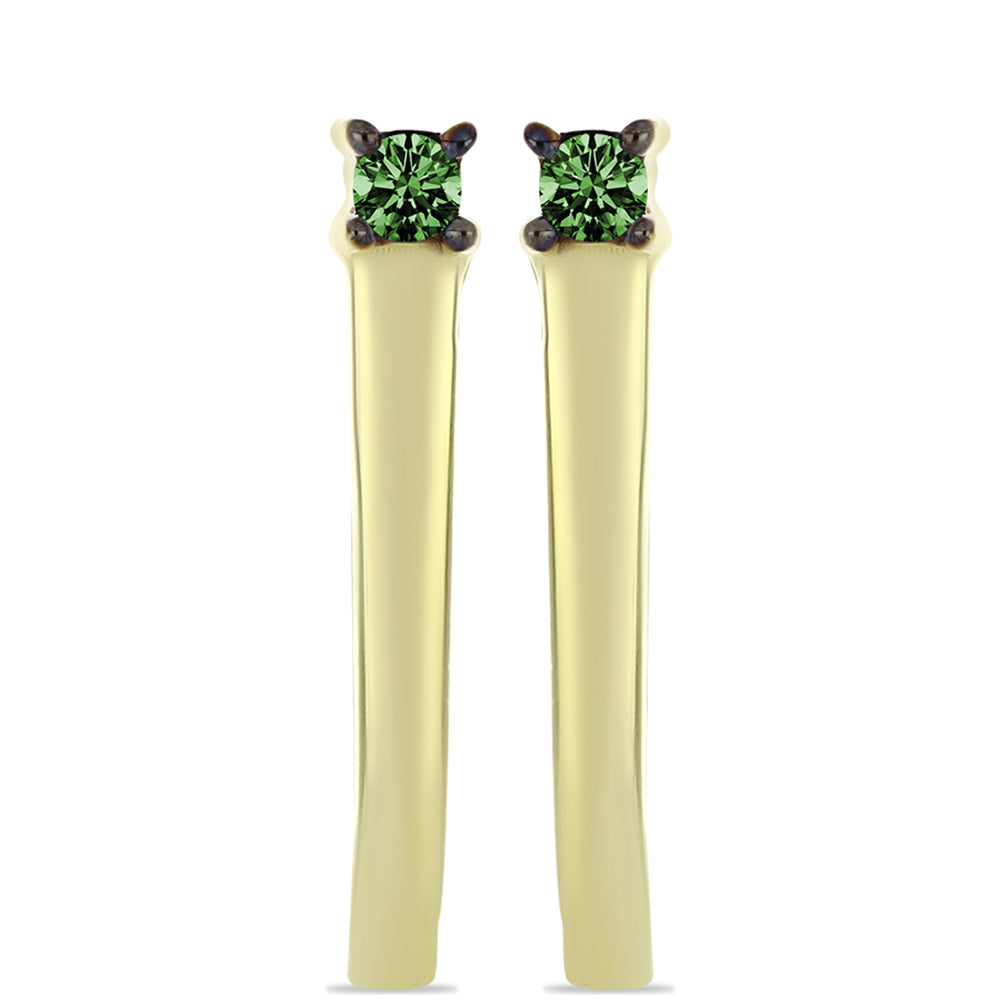 Pendientes de Plata Bañada en Oro con Diamante Verde